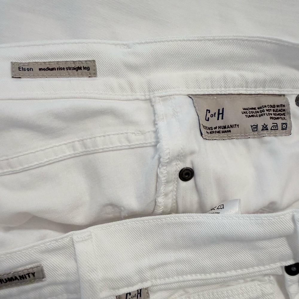 Citizens of Humanity Elson Medium Rise Straight Leg Stretch White Jeans Size 28 - Picture 6 of 7